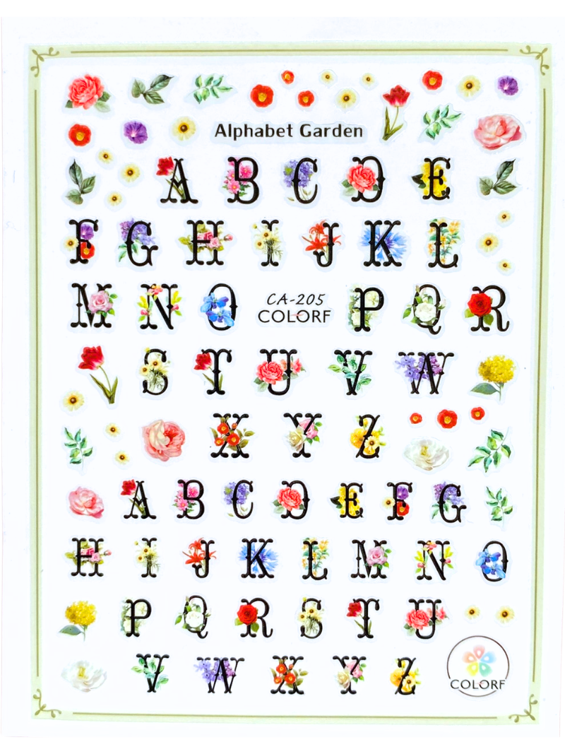 Alfabet met Bloemen Nail Art Stickers