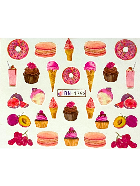 ICE CREAM & DESSERTS NAIL ART STICKERS WATERTRANSFER